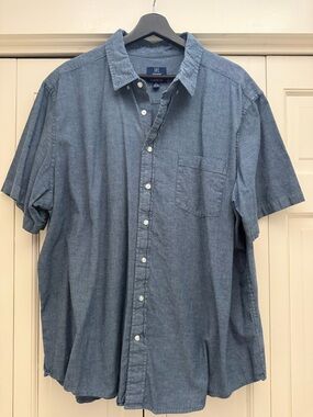 George Blue Short-Sleeve Button-Down Shirt